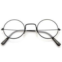 Vintage Extra Large Round Metal Clear Lens Glasses - zeroUV