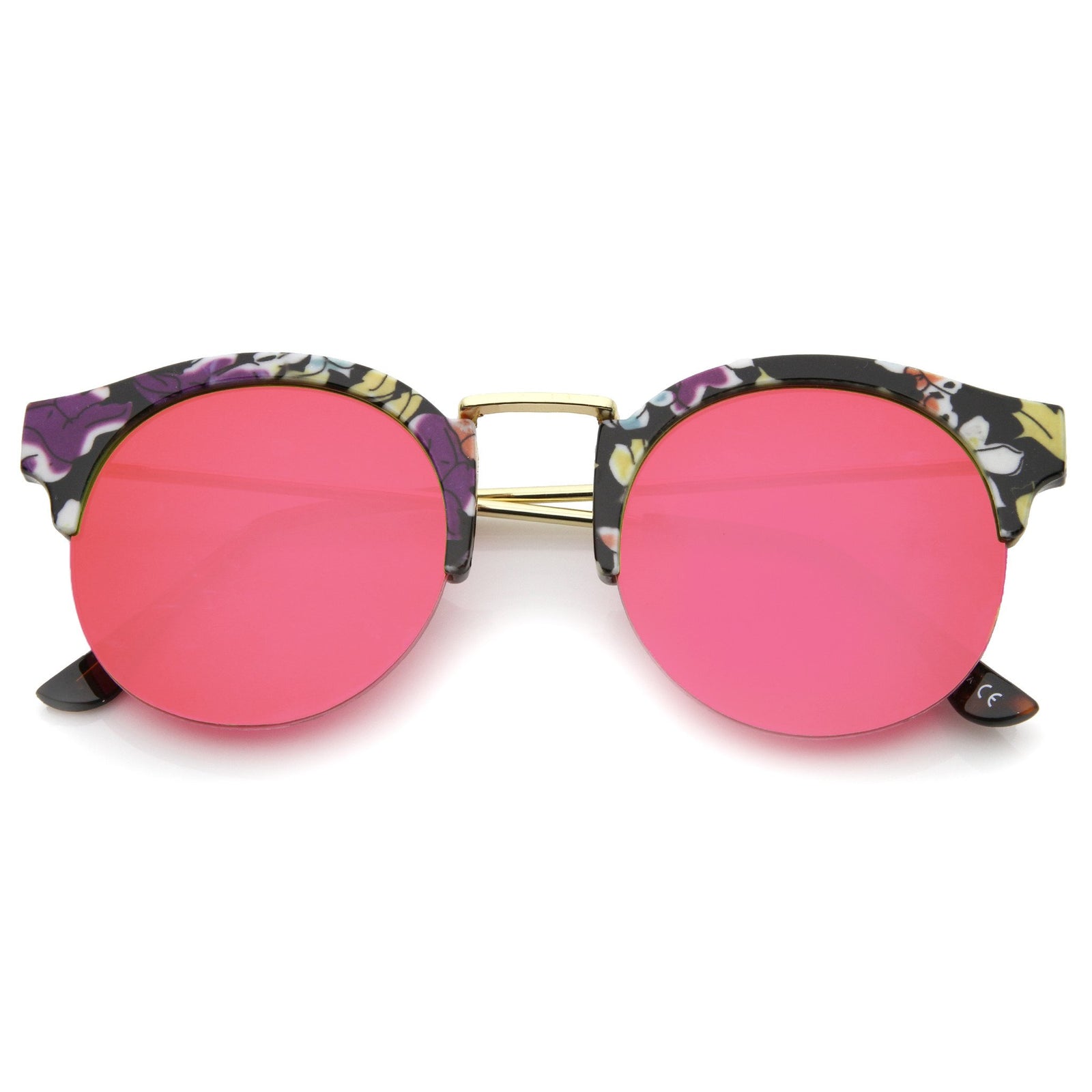 Black Floral Gold Pink Mirror