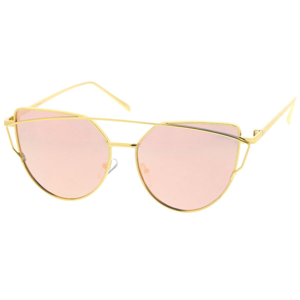 Women's Oversize Metal Flat Lens Cat Eye Sunglasses - zeroUV