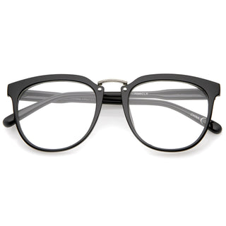 Gafas europeas con montura de cuernos y lentes transparentes A926 - Negro Plata Claro