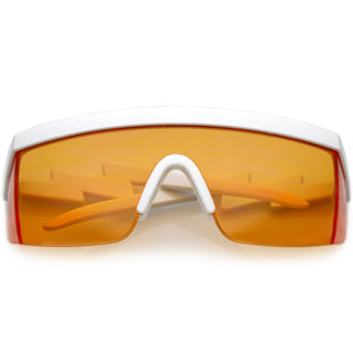 Gafas de sol retro con protección de gafas de medio marco en tono de color con parte superior plana C546 - Blanco Naranja