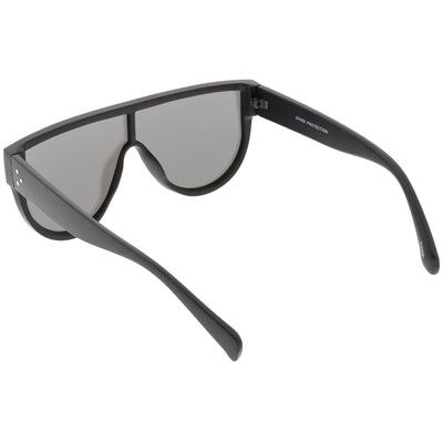 zeroUV Retro Flat Top Rainbow Mirrored Goggle Shield Sunglasses