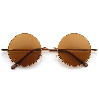 Gafas de sol retro hippie de metal Lennon con lentes de color redondo 8594 - Oro marrón