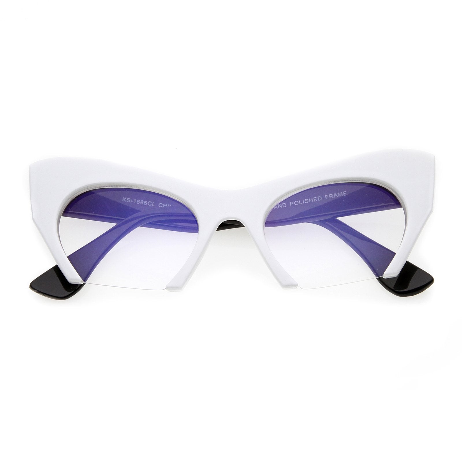 Womens Designer Goth Cat Eye Clear Lens Eye Glasses – superawesome106