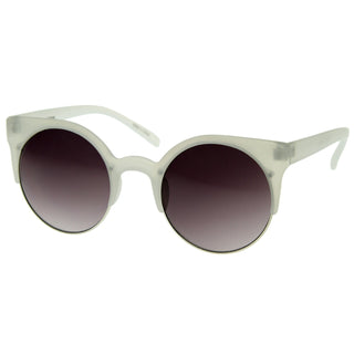 Gafas de sol independientes con forma de ojo de gato y media montura súper redondas 8524 - escarcha