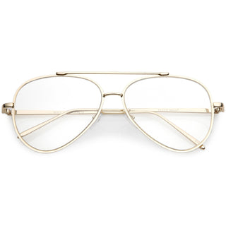 Gafas retro modernas con lentes planas transparentes en forma de lágrima de 58 mm C451 - Oro Claro