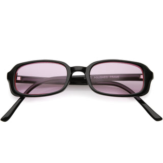 Retro Dead Stock Small Square Color Tone Lens Sunglasses C641 - Black Pink