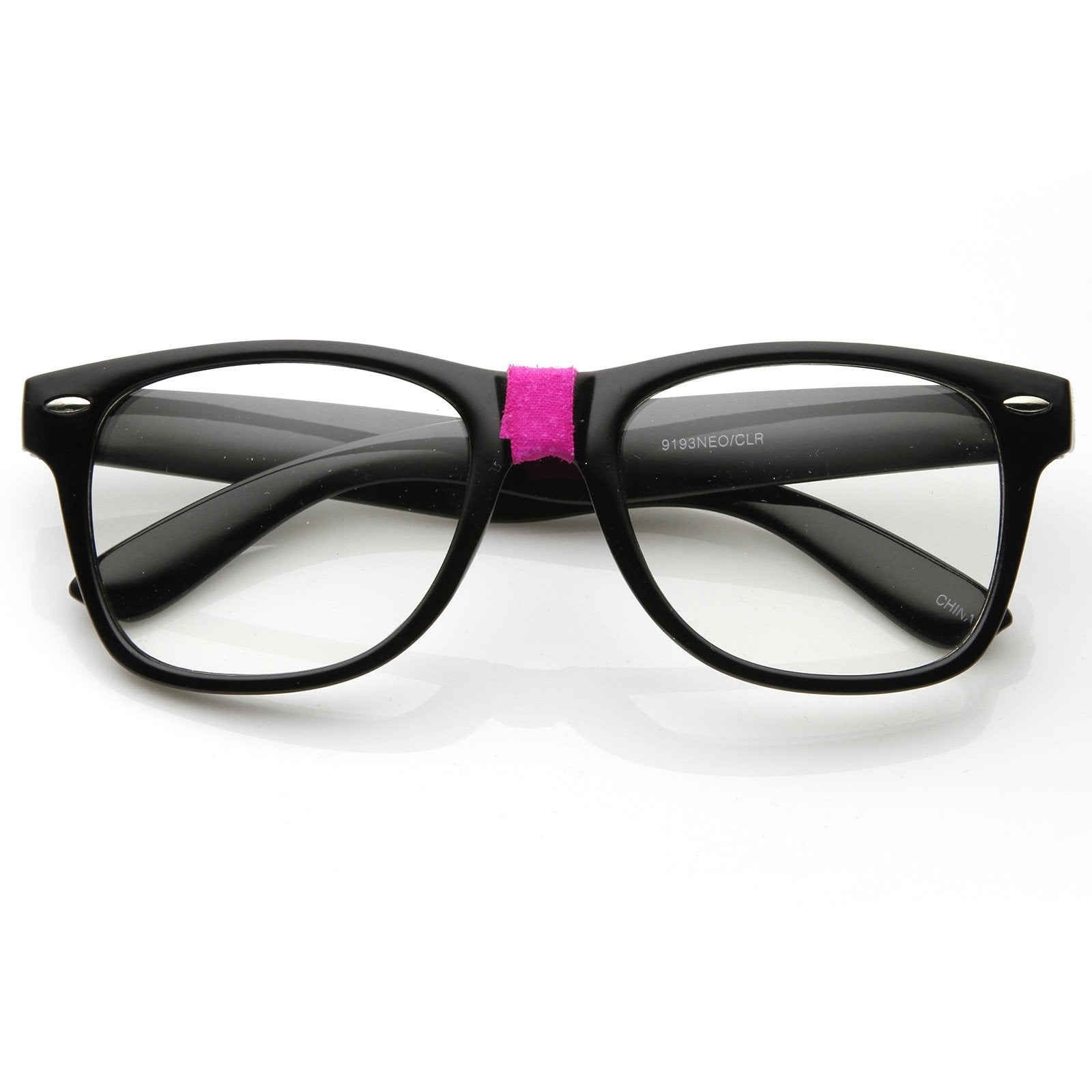 Retro Nerd Geek Color Tape Clear Lens Horned Rim Glasses 8624