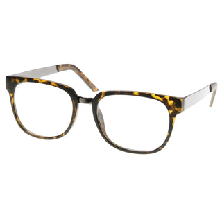 Premium Metal Arm Fashion Square Clear Lens Glasses 8630 - Matte Tortoise