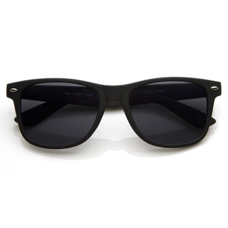 Retro Matte Flat Black Horned Rim Sunglasses 8698 - Black