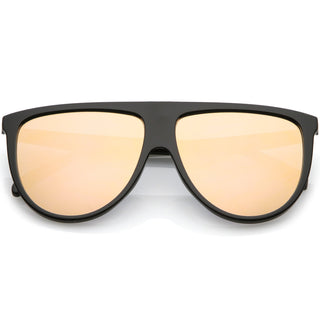 Gafas de sol con lentes planas espejadas y parte superior plana Retro Space Trance C394 - Espejo rosa negro