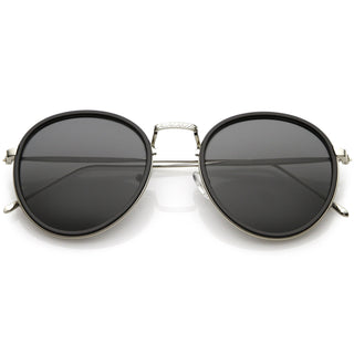 Gafas de sol de aviador redondas Indie Dapper modernas europeas C316 - Humo negro plateado