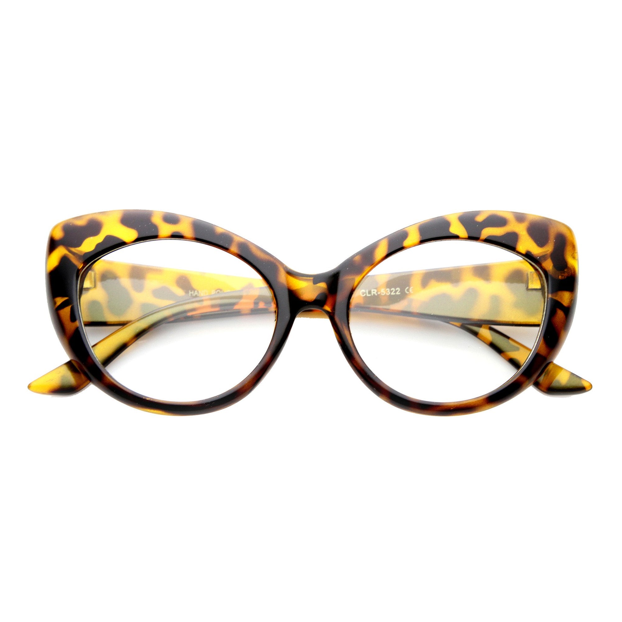Retro 1950s Pointed Cat Eye Clear Lens Glasses Zerouv