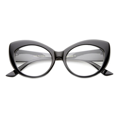 Vintage 1950's Womens Cat Eye Clear Lens Glasses - zeroUV