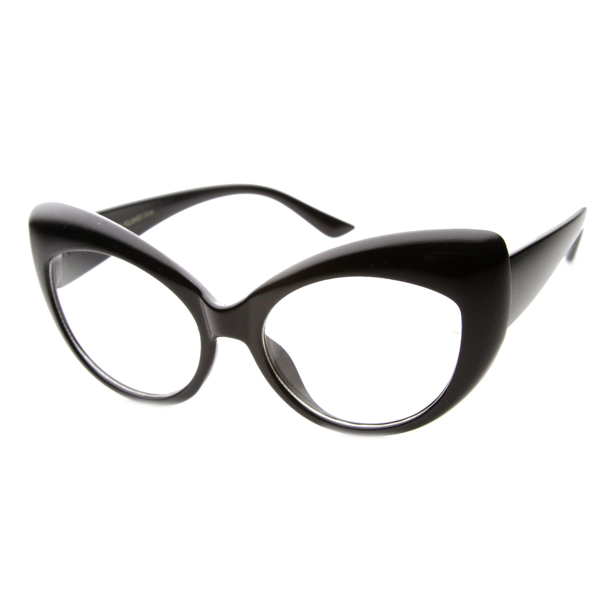 Retro 1950s Pointed Cat Eye Clear Lens Glasses Zerouv