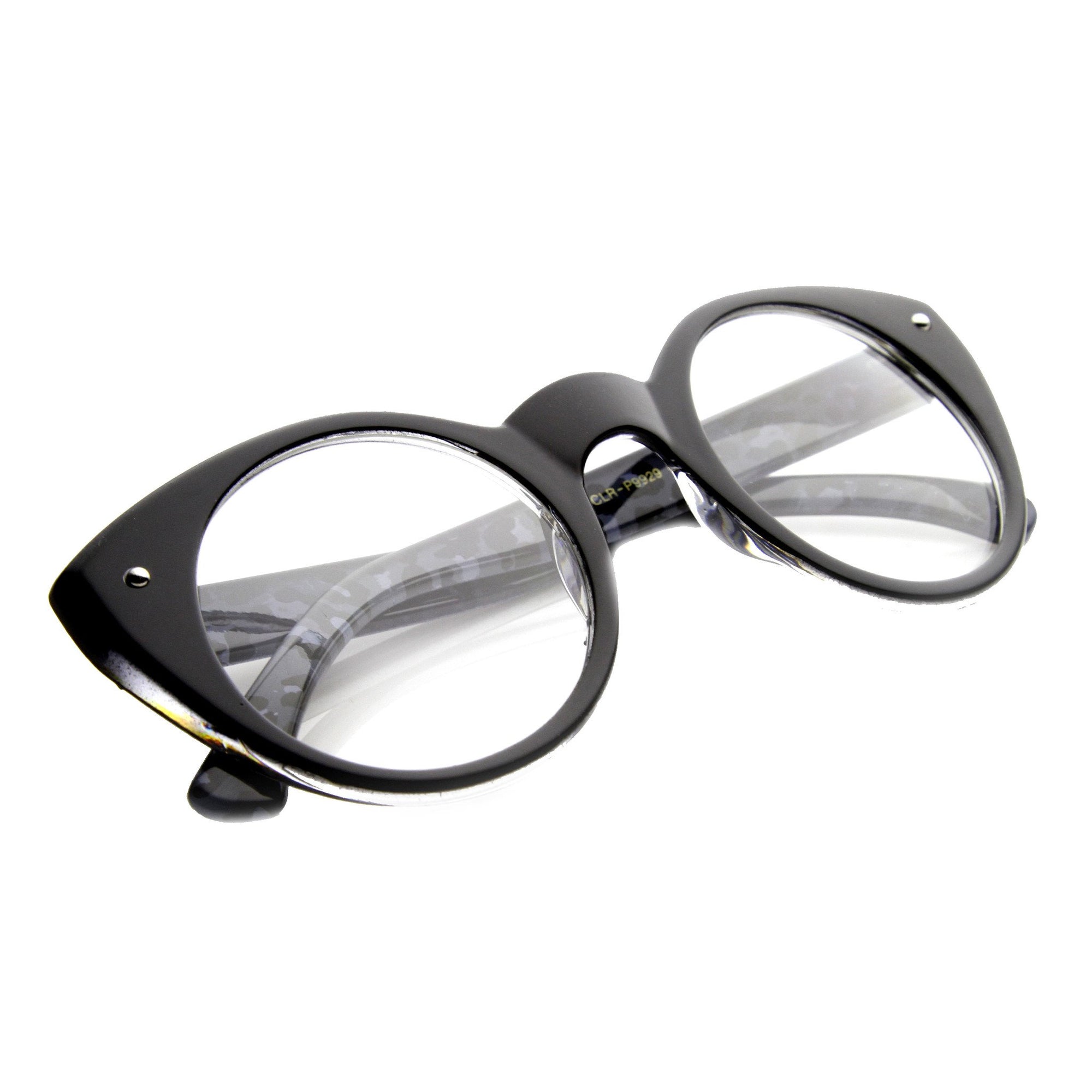 Vintage 1950's Womens Cat Eye Clear Lens Glasses - zeroUV
