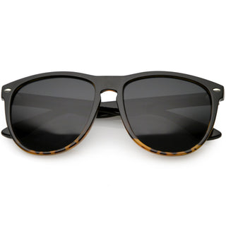 Gafas de sol redondas P3 Indie Dapper con orificio para llave y borde con cuernos C694 - Humo de tortuga negra