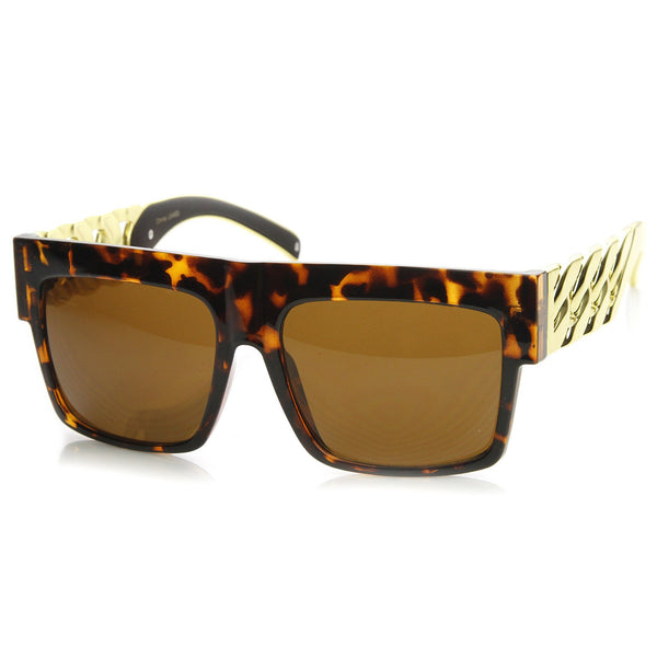 Fashion Sunglasses with Chain Arm  Top Notch Black and Gold — V SHADES