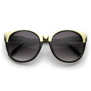 Oversize Womens Round Pointed 2-Tone Cat Eye Sunglasses 9620 - Black Lavender