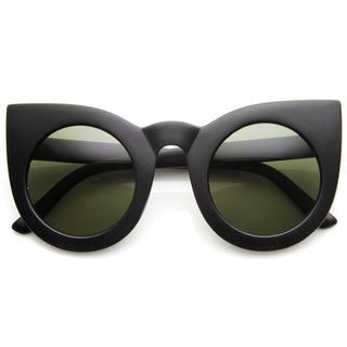 Oversize Round Circle Pointed Cat Eye Sunglasses 9180 - Matte Black