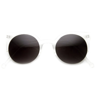 Gafas de sol estilo ojo de gato con media montura, redondas, de diseñador, para mujer, 8920 - escarcha