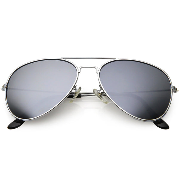 Classic Retro Metal Nickel Finish Mirrored Lens Sunglasses - zeroUV