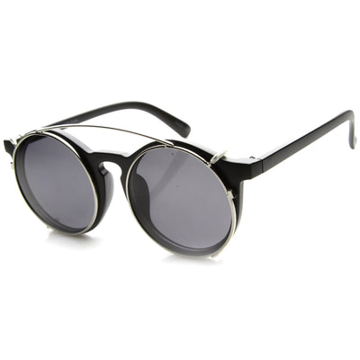 Round Sunglasses with Clip on in black RG0105TI