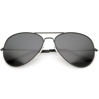 Large Classic Full Metal Tear Drop Aviator Sunglasses C760 60mm - Black Smoke