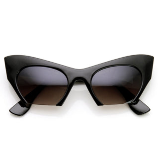 Women's Modern Cat Eye Bottom Cut Sunglasses 9232 - Black