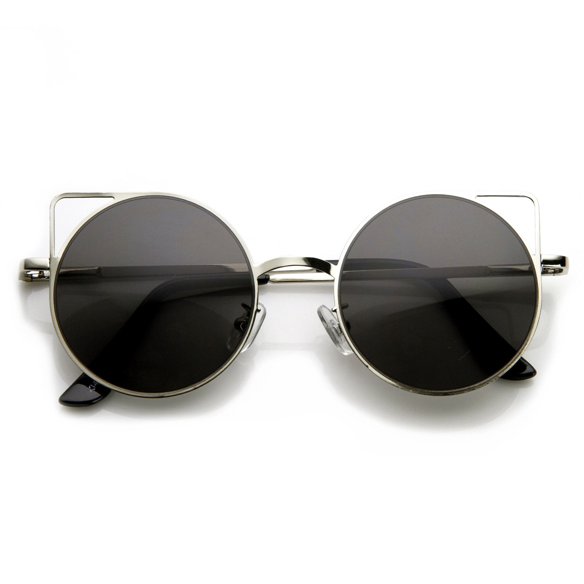 Trendy Womens Metal Circle Cat Eye Fashion Sunglasses - zeroUV