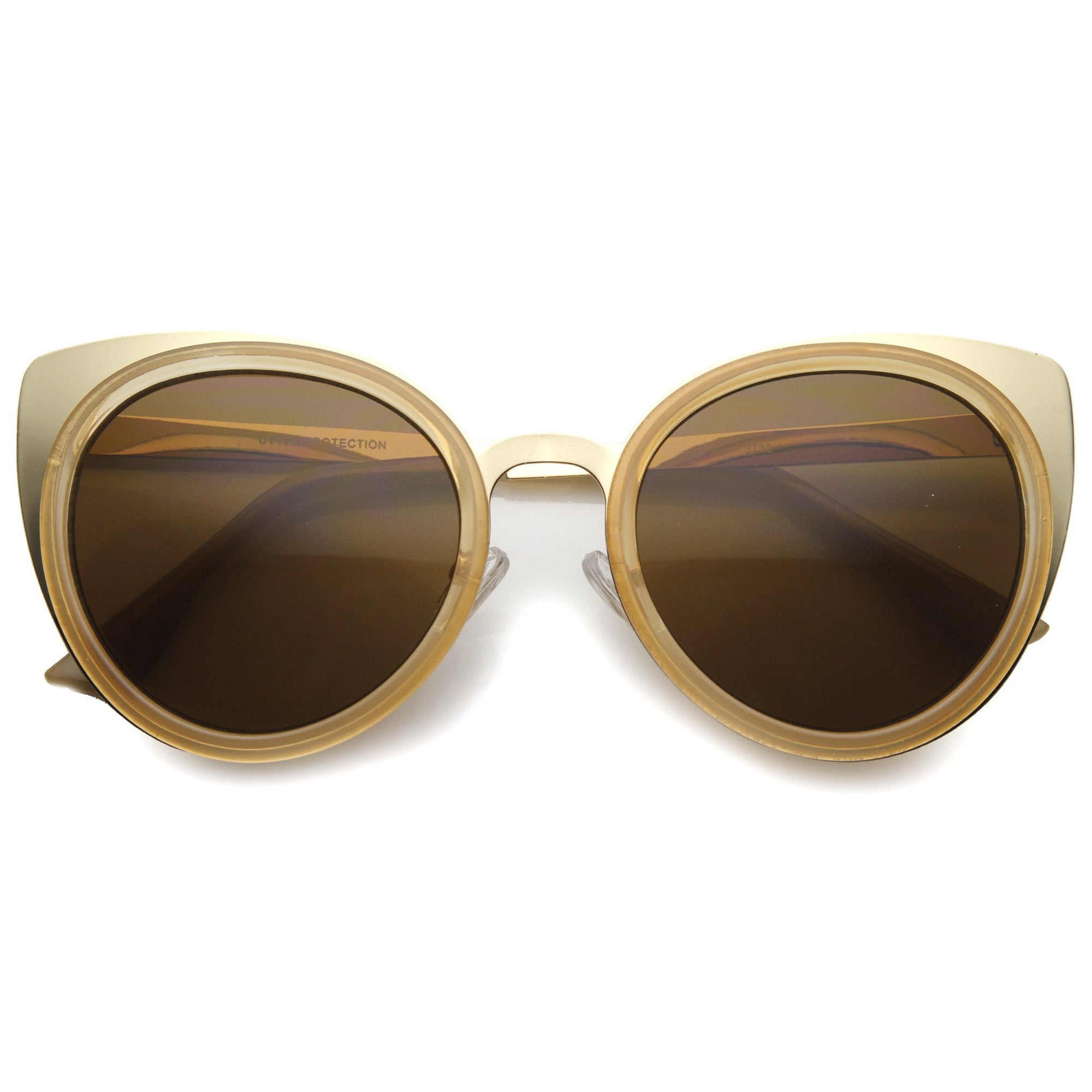 Women's Large Round Indie Laser Cut Cat Eye Sunglasses - zeroUV