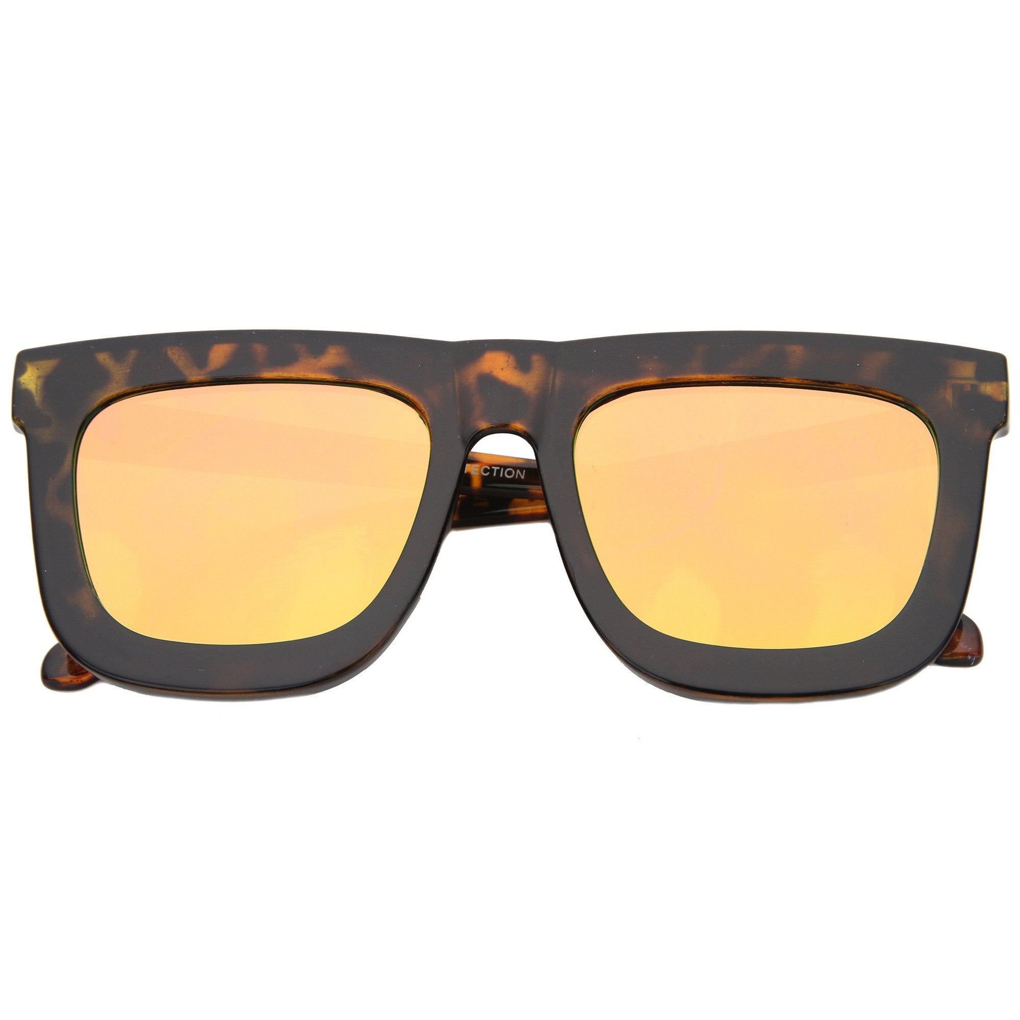 Hipster Flat Front Square Horned Rim Revo Sunglasses - zeroUV
