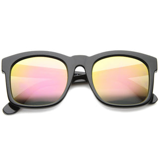Gafas de sol con lentes de espejo y borde con cuernos, modernas y de gran tamaño, A159 - negro rosa