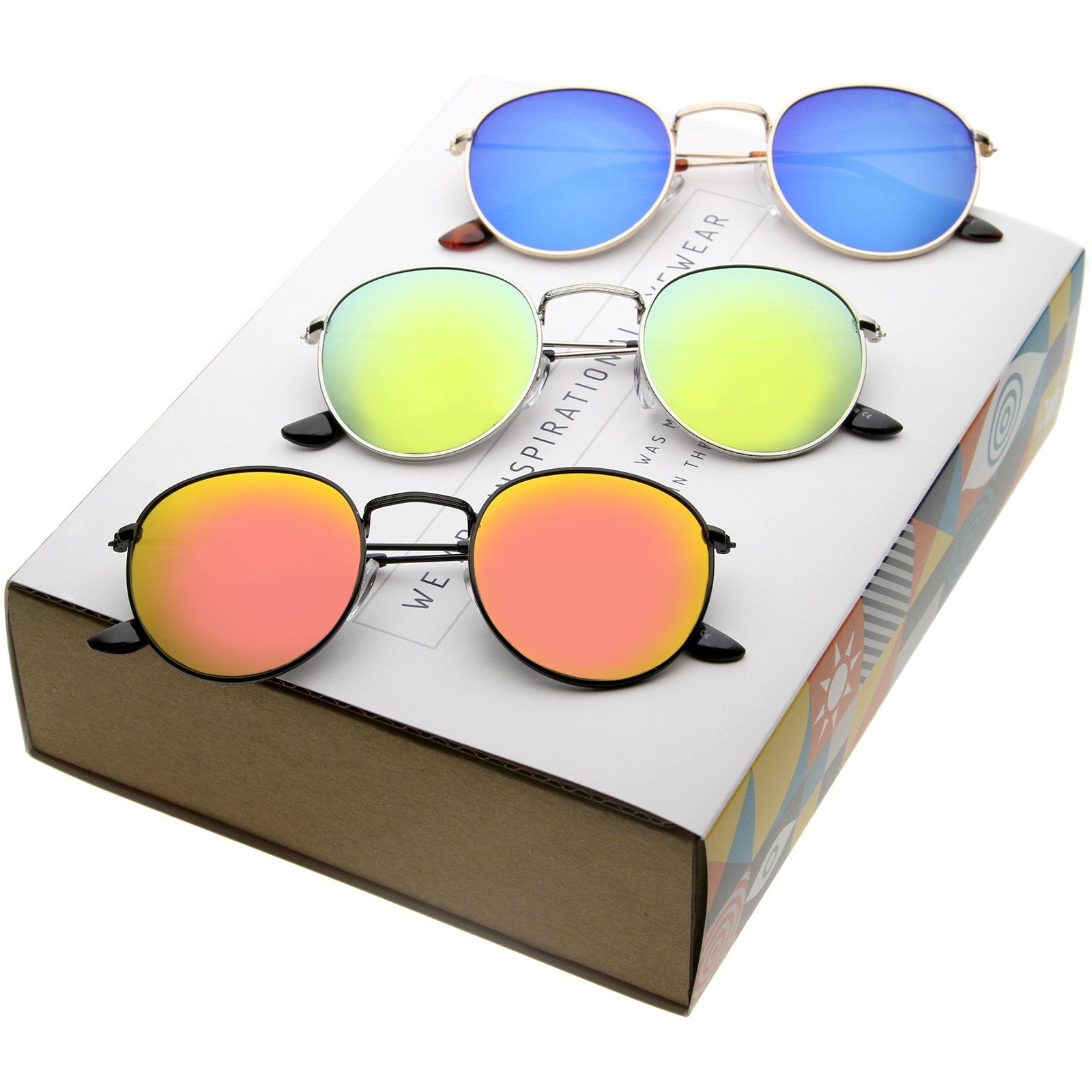 Accessories :: Sunglasses & Glasses :: Trans Frame Mirror Round-Sunglasses  99