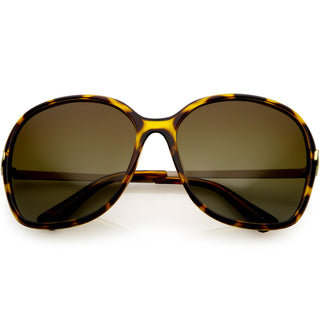 Women's Oversize Round Polarized Sunglasses C829 - Tortoise Amber