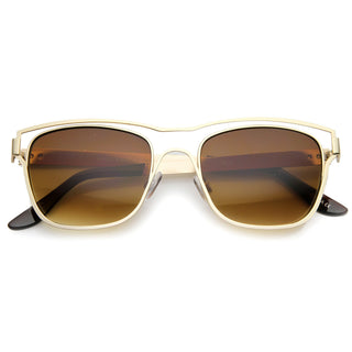 Gafas de sol modernas con borde de cuernos geométrico cortado con láser 9871 - Oro marrón