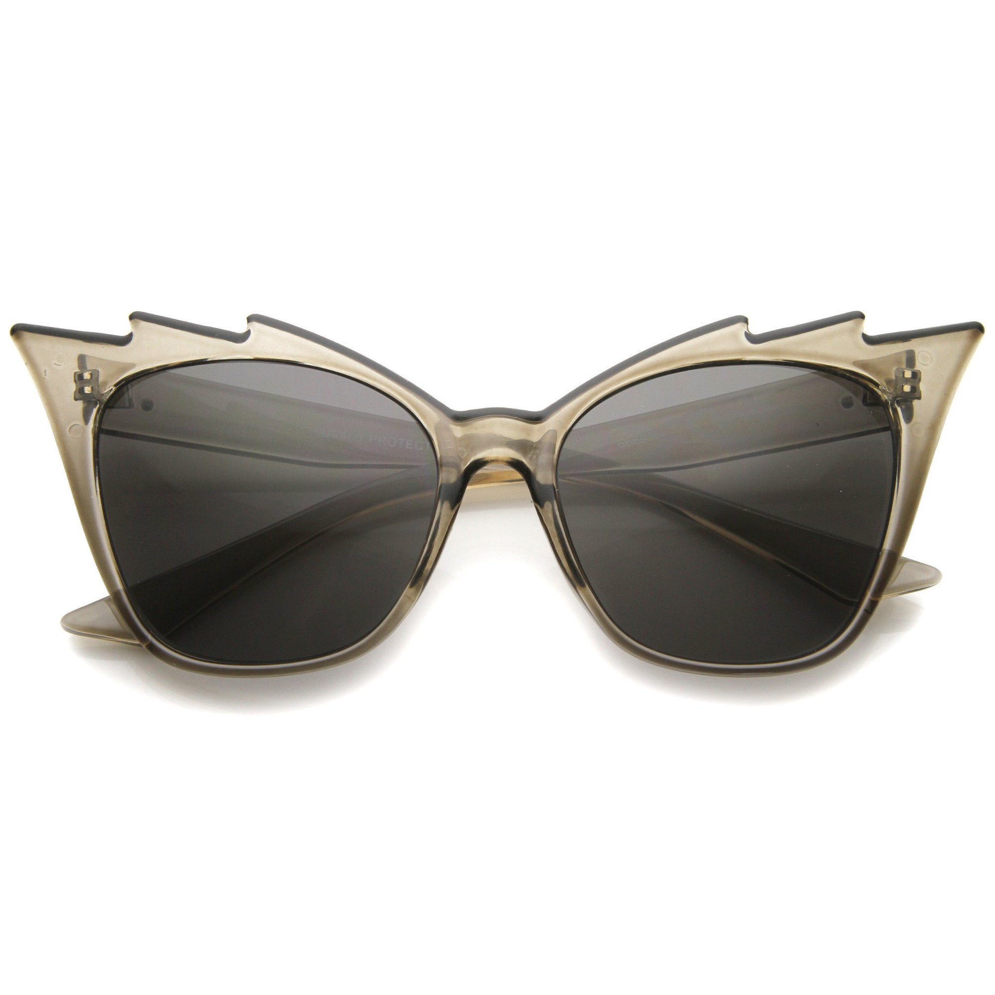 Women's Trendy Jagged Edge Brow Cat Eye Sunglasses - zeroUV