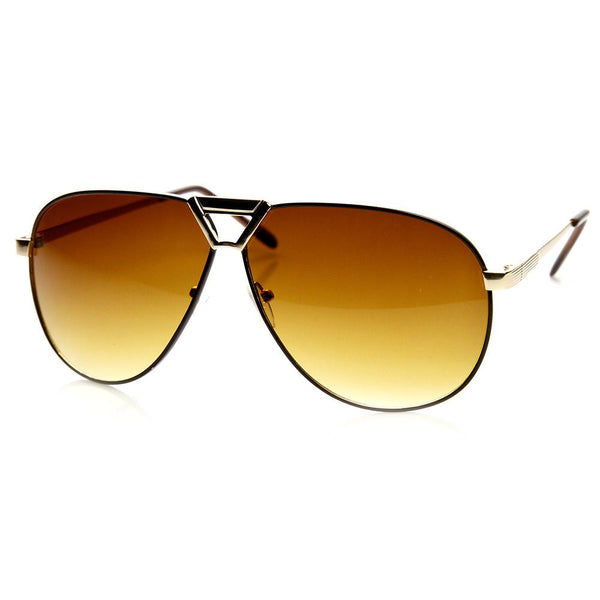 Mens Large Fashion GQ Two-Tone Metal Aviator Sunglasses 9288 - zeroUV