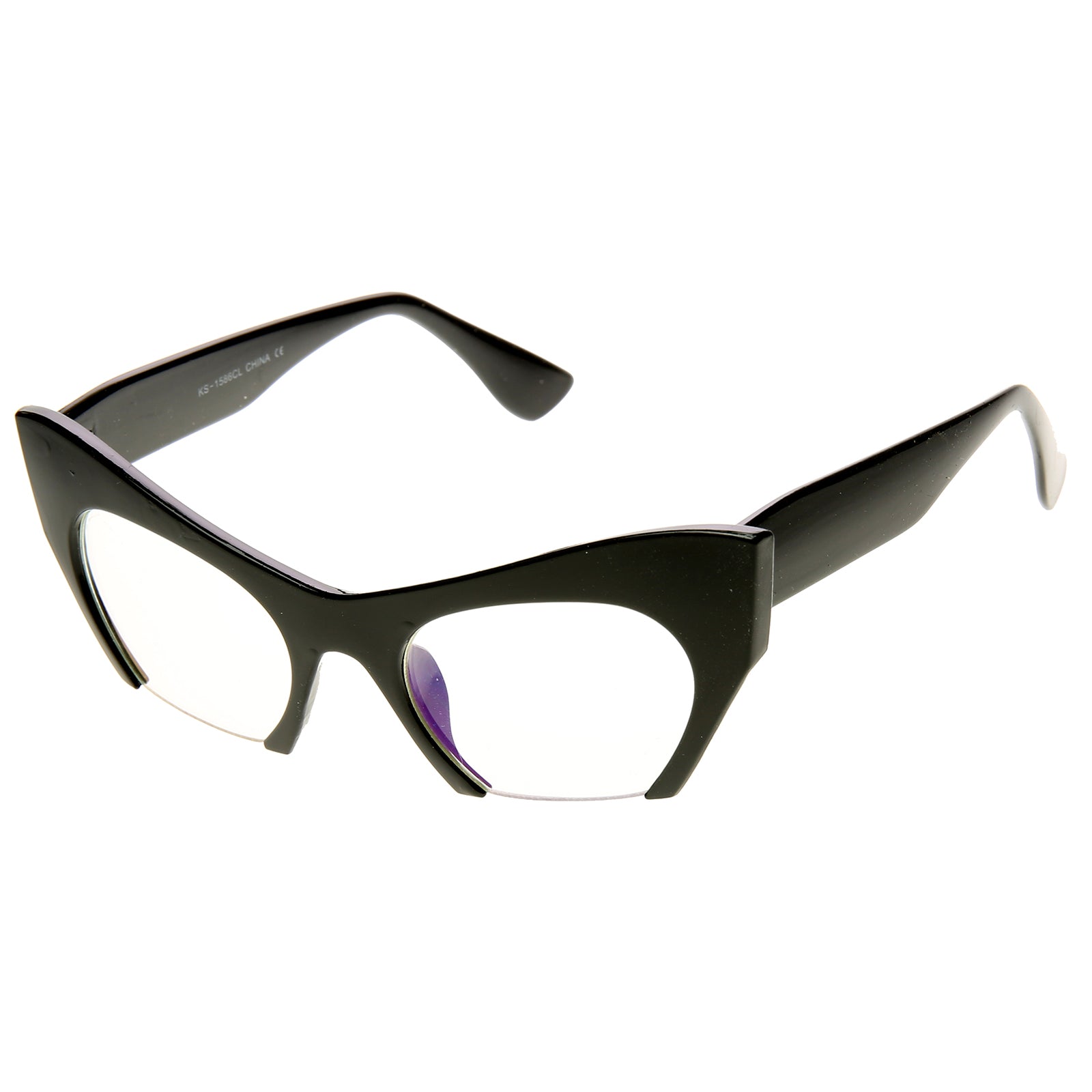 Womens Designer Goth Cat Eye Clear Lens Eye Glasses – superawesome106