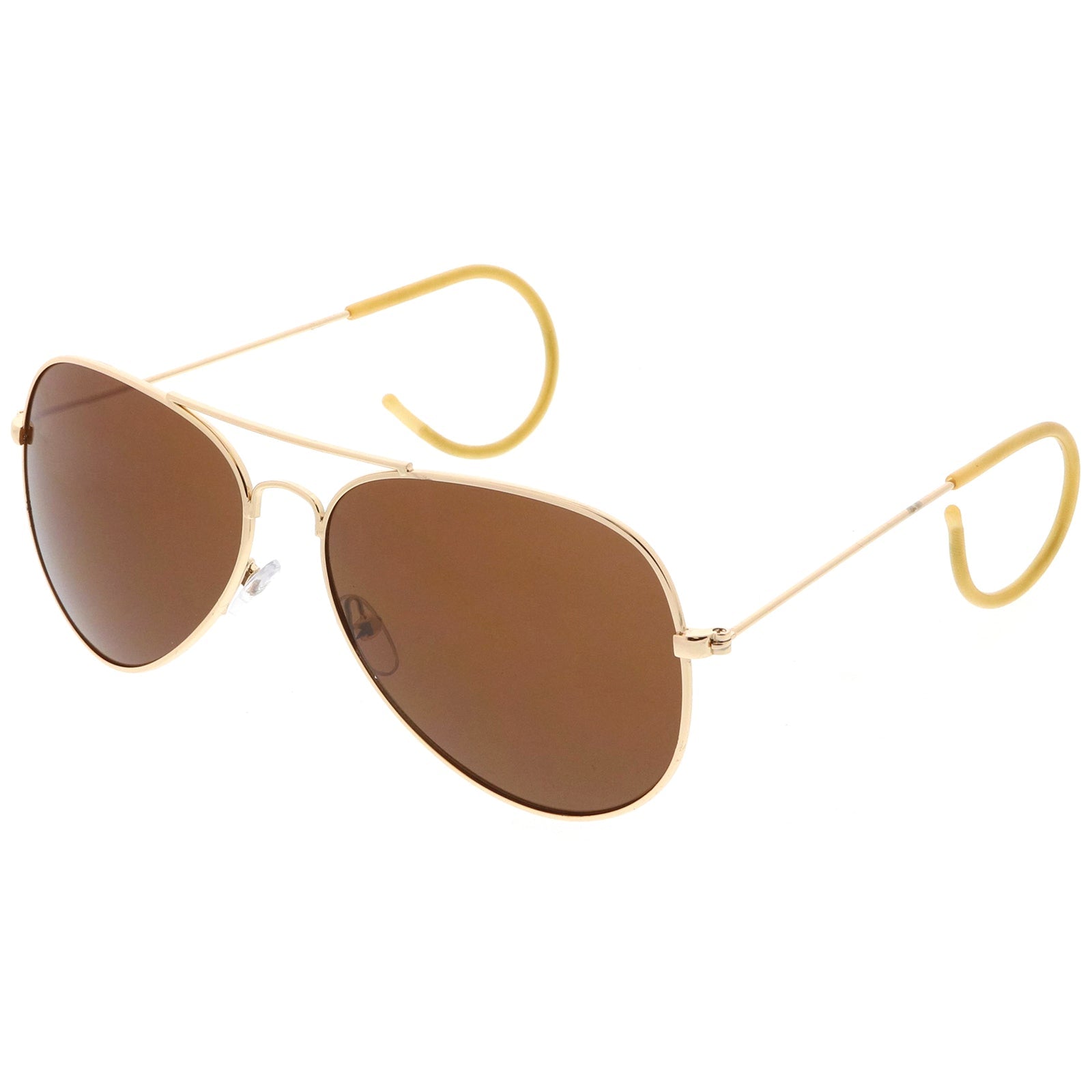 Retro 1980's Curl Temple Metal Aviator Sunglasses 9763