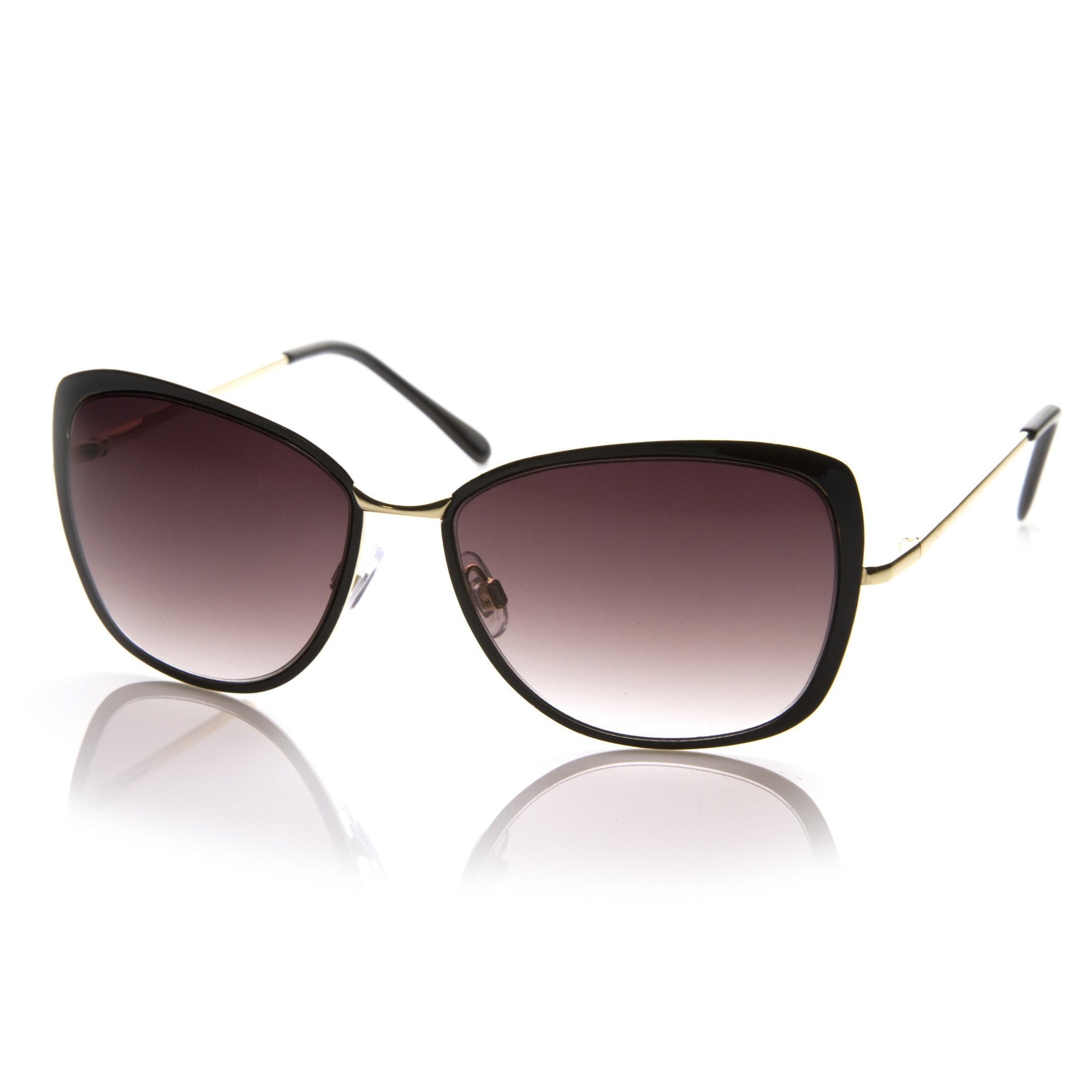 Elegant Oversize Square Cat Eye Metal Sunglasses - zeroUV