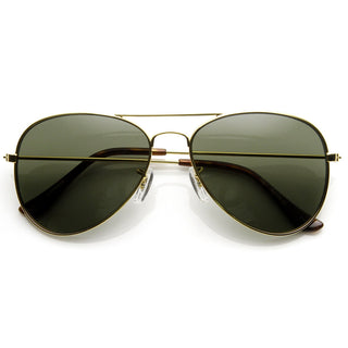 Hollywood 1041 - Gafas de sol de aviador militar de metal para mujer - Oro