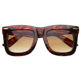 Oversize Women's Designer Fashion Thick Horned Rim Sunglasses 8094 - Tortoise