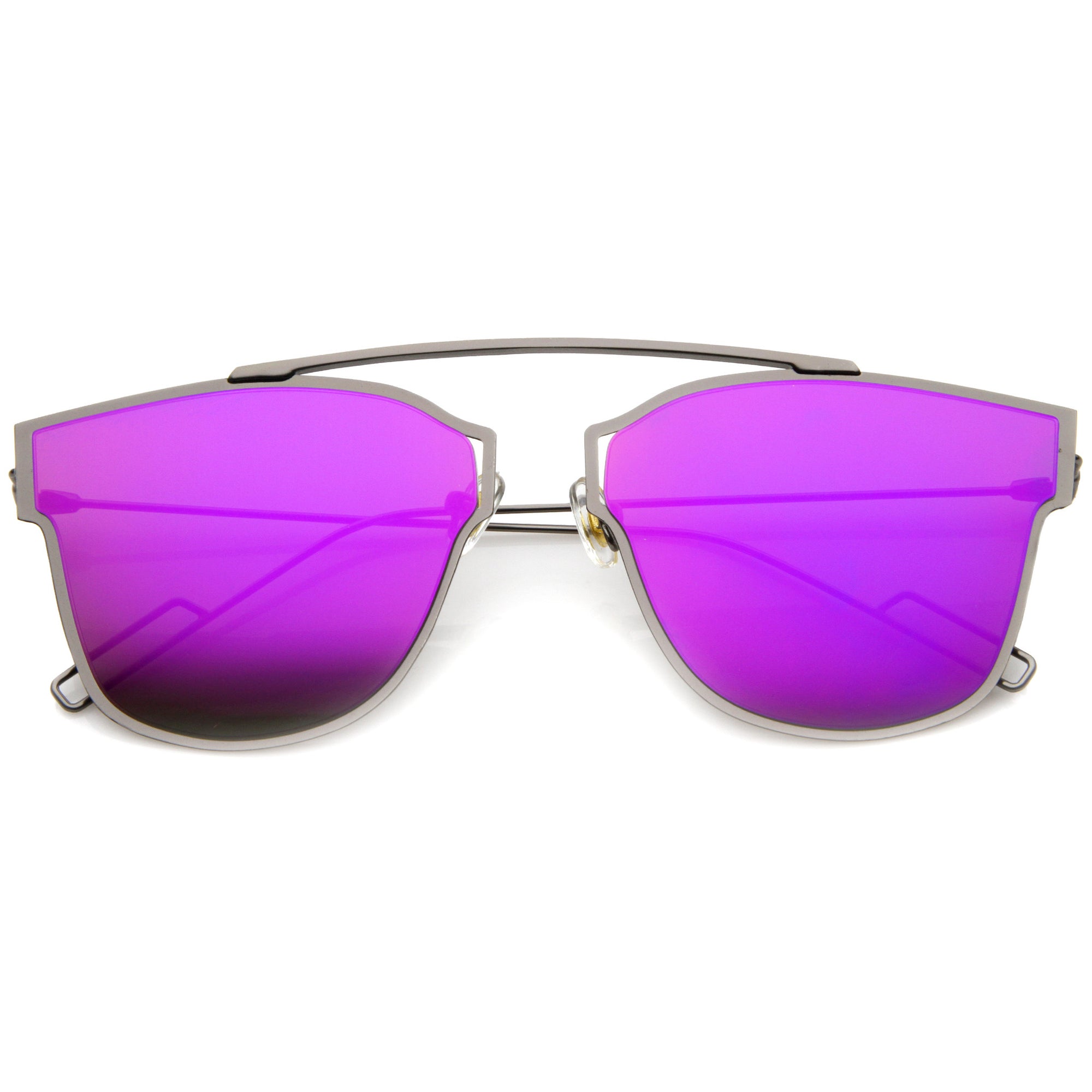 Classic Square Wire Metal Flat Lens Sunglasses - zeroUV