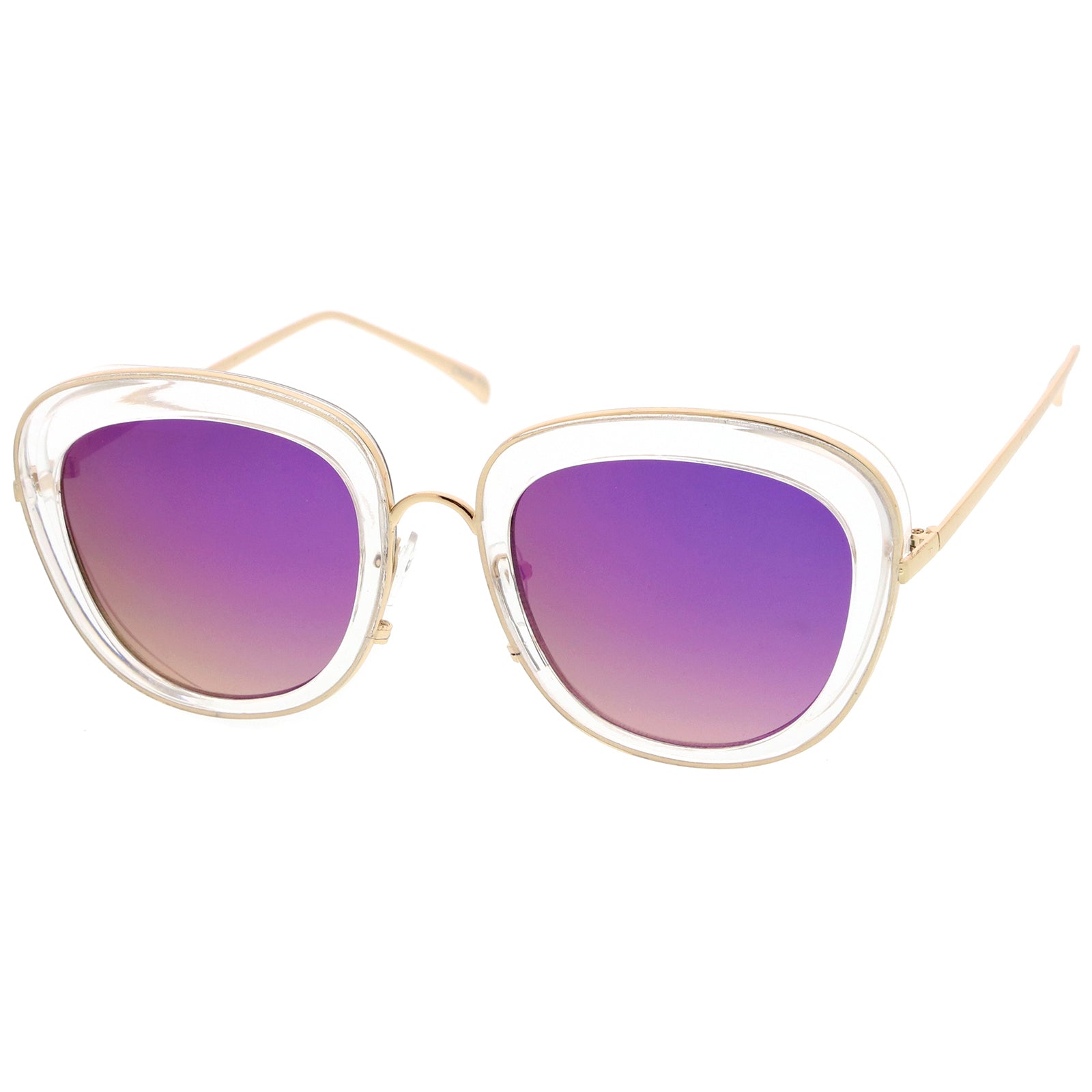Women's Transparent Mirrored Lens Cat Eye Sunglasses - zeroUV