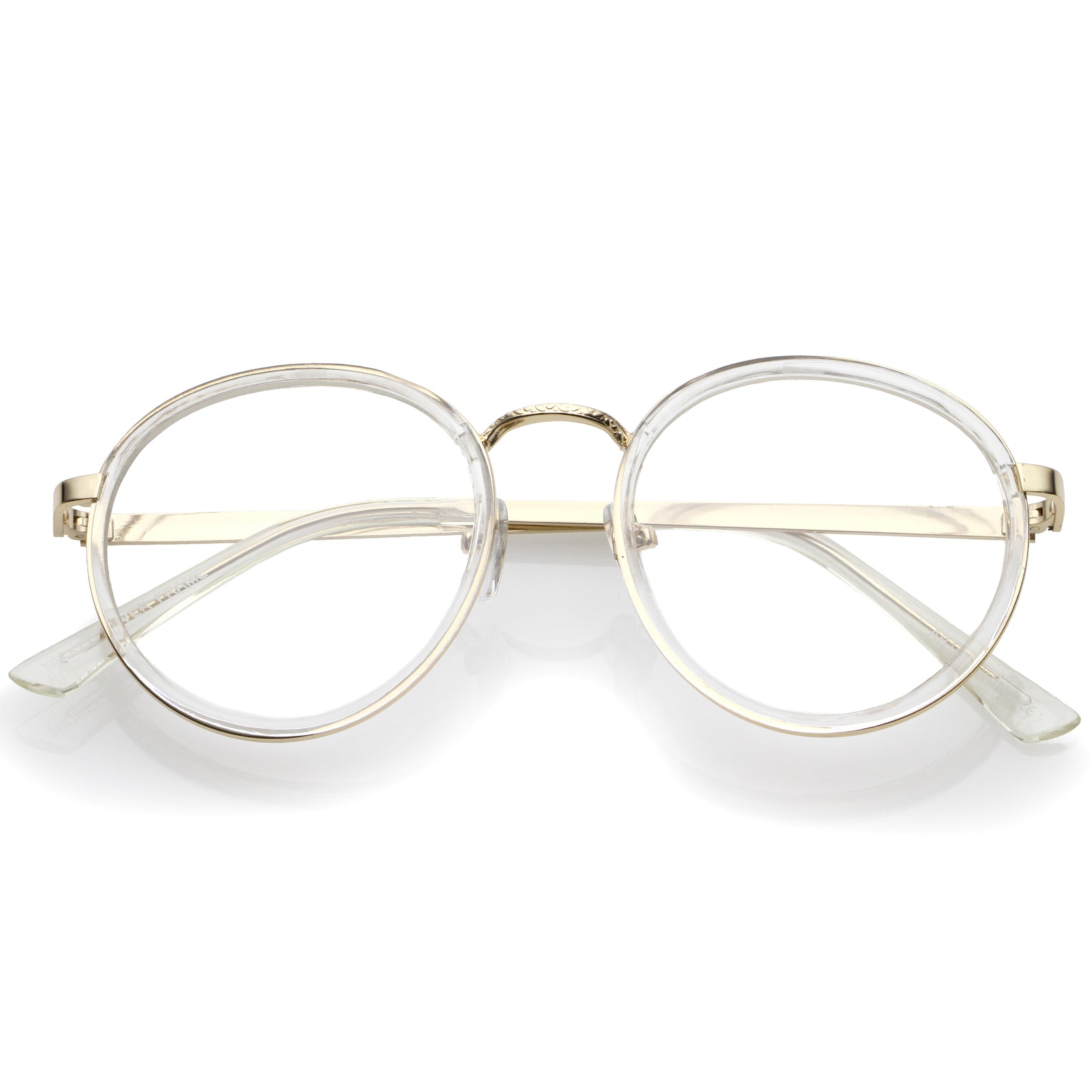 Vintage Round Dapper Clear Lens Glasses A889