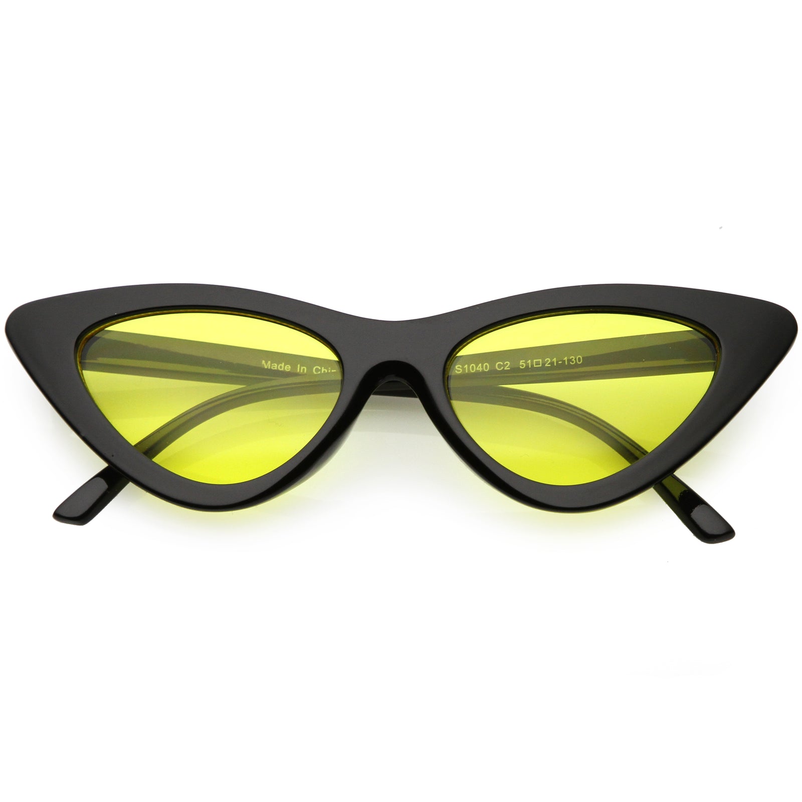 Women's Retro Flat Angle Colored Lens Black Frame Sunglasses C511