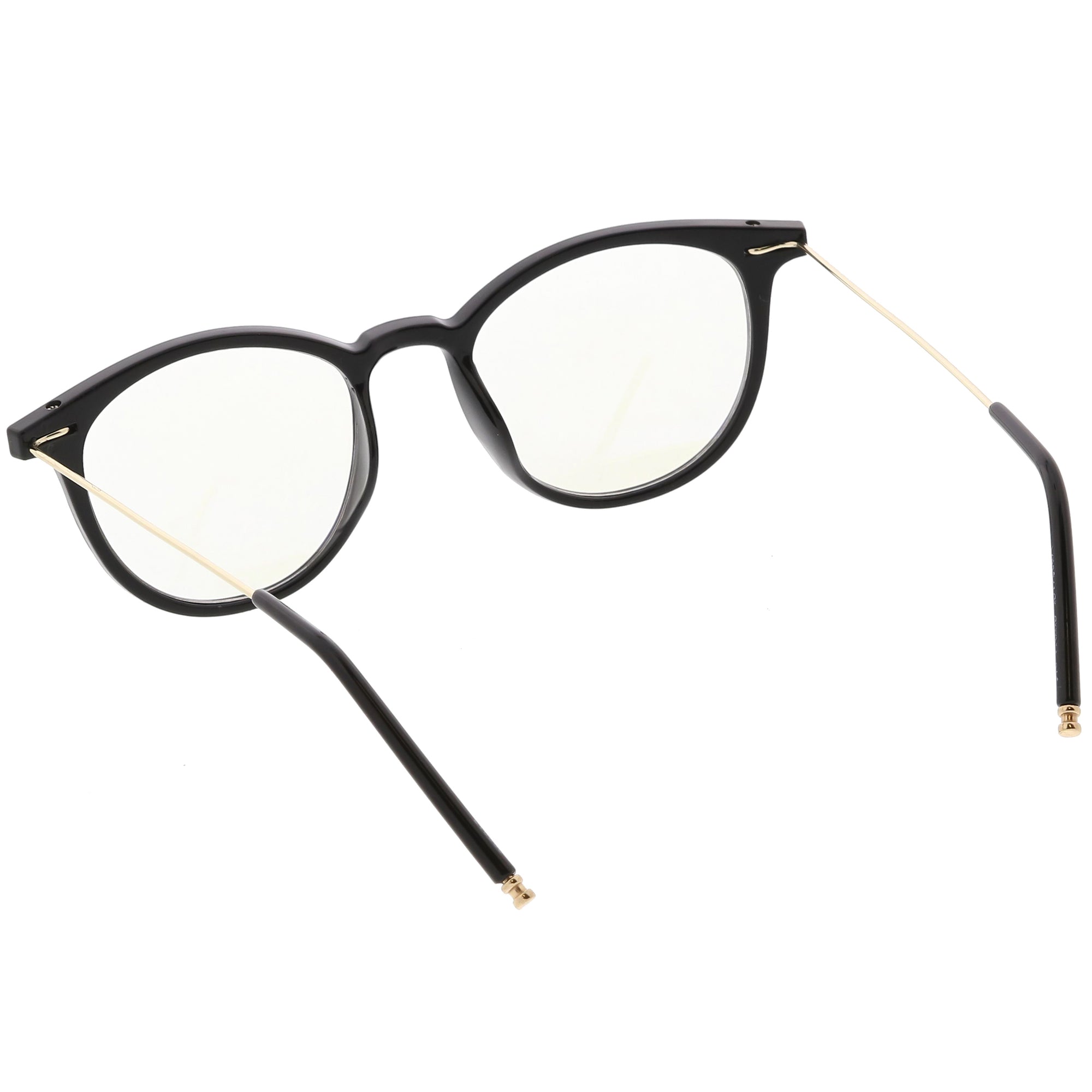 Vintage Indie Dapper Horned Rim Clear Flat Lens Glasses - zeroUV