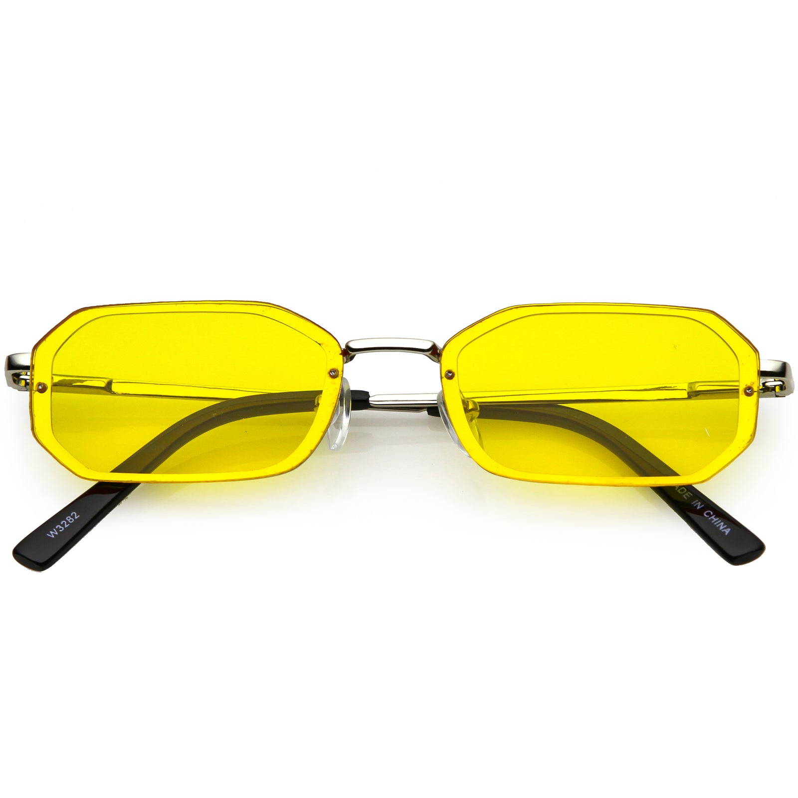 Retro 1990's Jewel Cut Small Rectangle Color Tone Lens Sunglasses C721