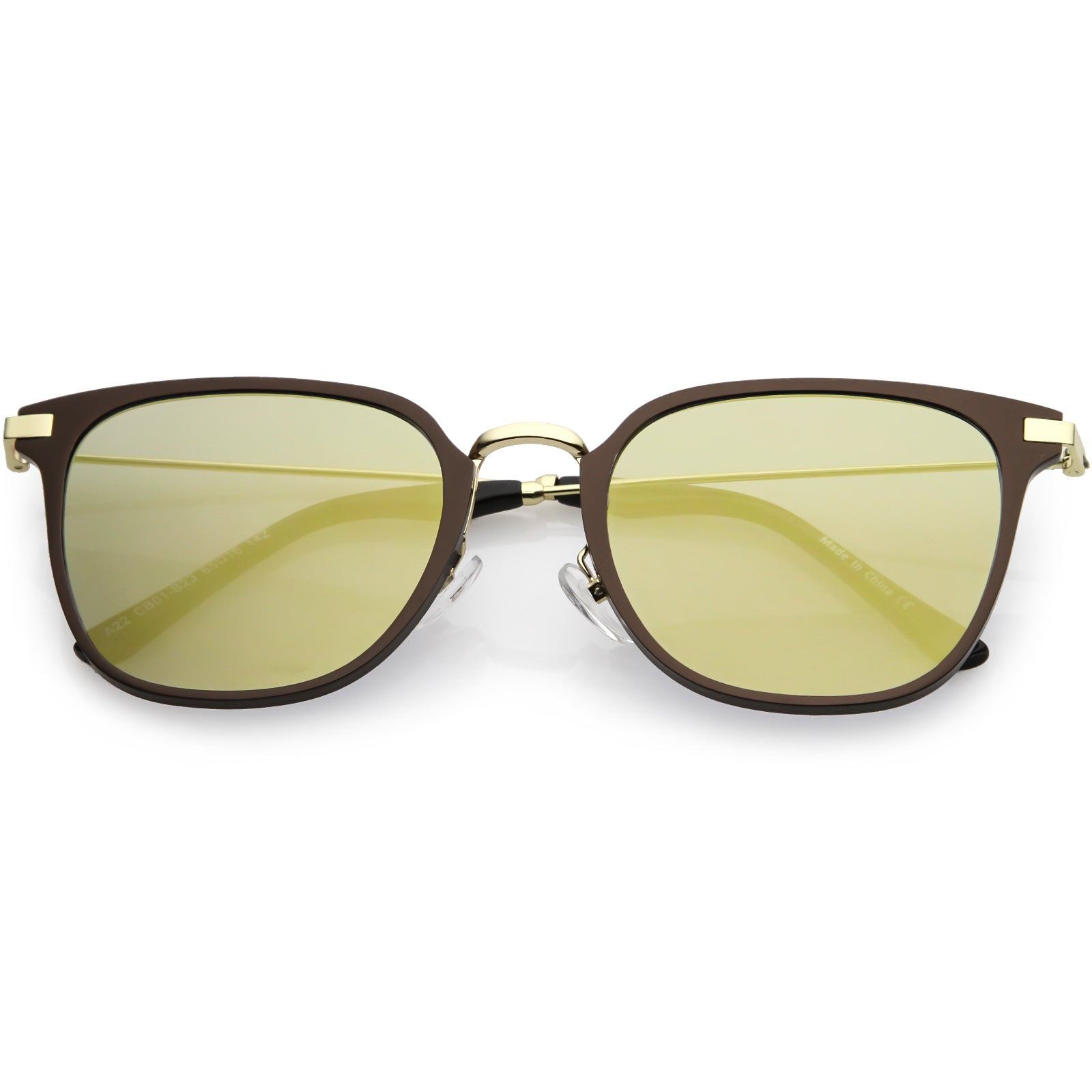 Retro Modern Premium Horned Rim Mirrored Flat Lens Sunglasses C834